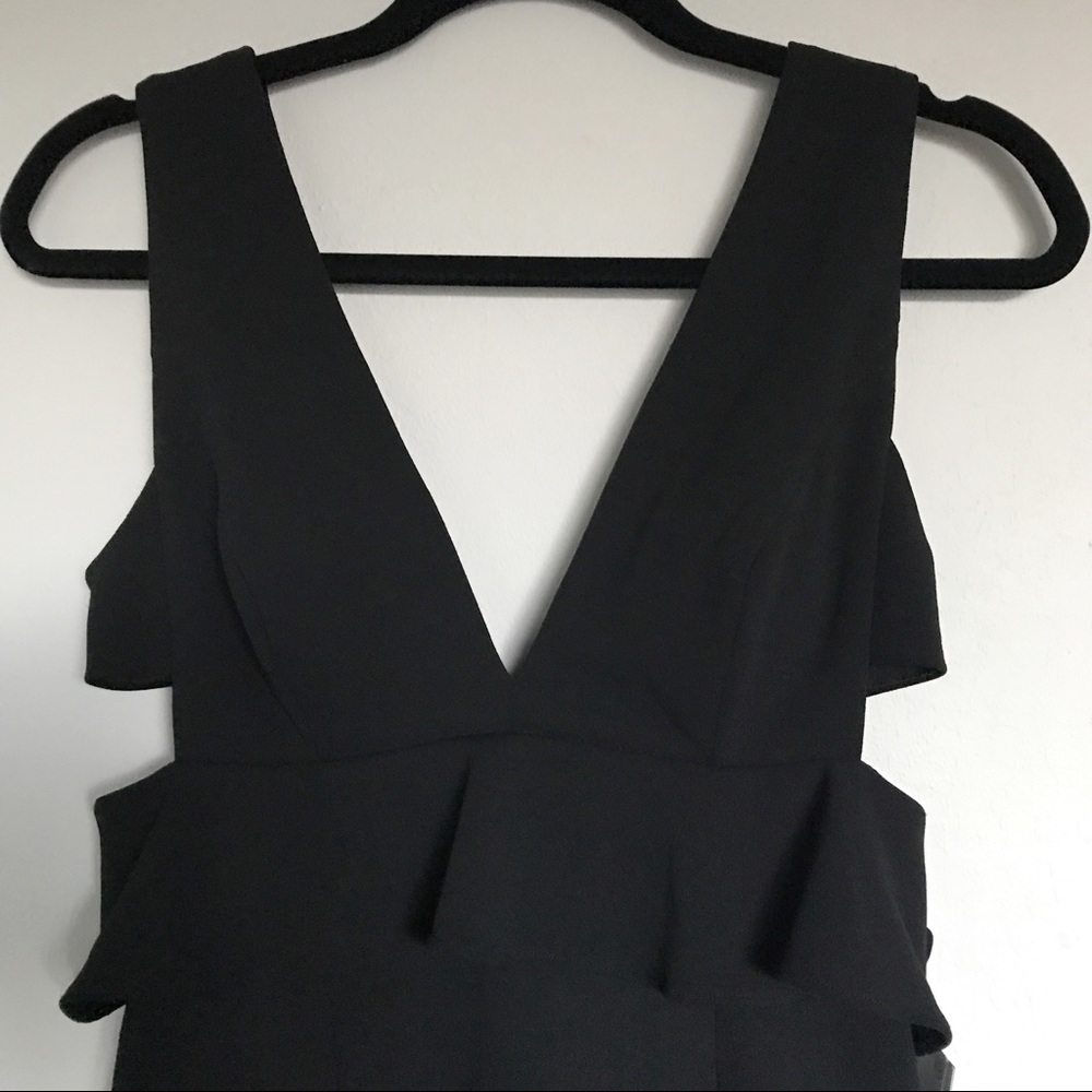 Aidan Mattox Peplum Scuba Crepe Cocktail Dress Size 4 NEW Black Cut Out Party - Picture 2 of 7